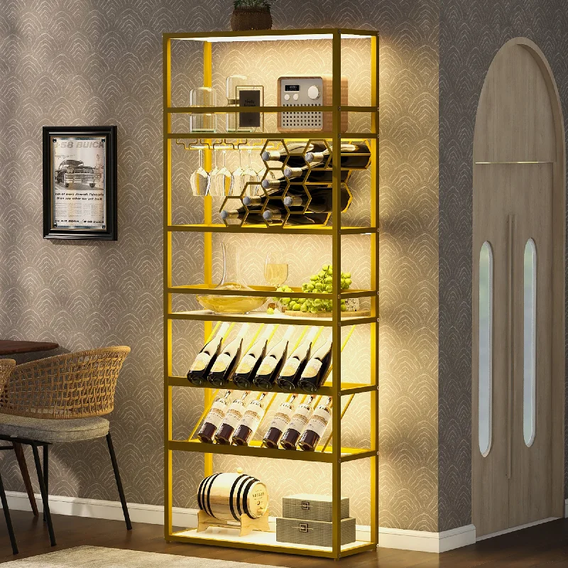 Streamdale 78" LED Tall Bar Cabinet with Ample Wine Storage and Style