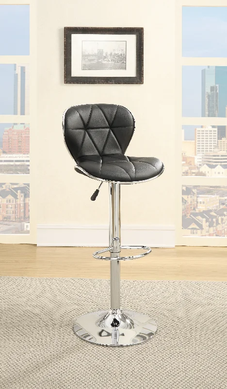 Streamdale Adjustable Height Black Faux Leather Stool Set