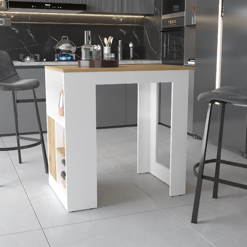 Streamdale Aurora Kitchen Island With Open Compartment And Cabinet In White