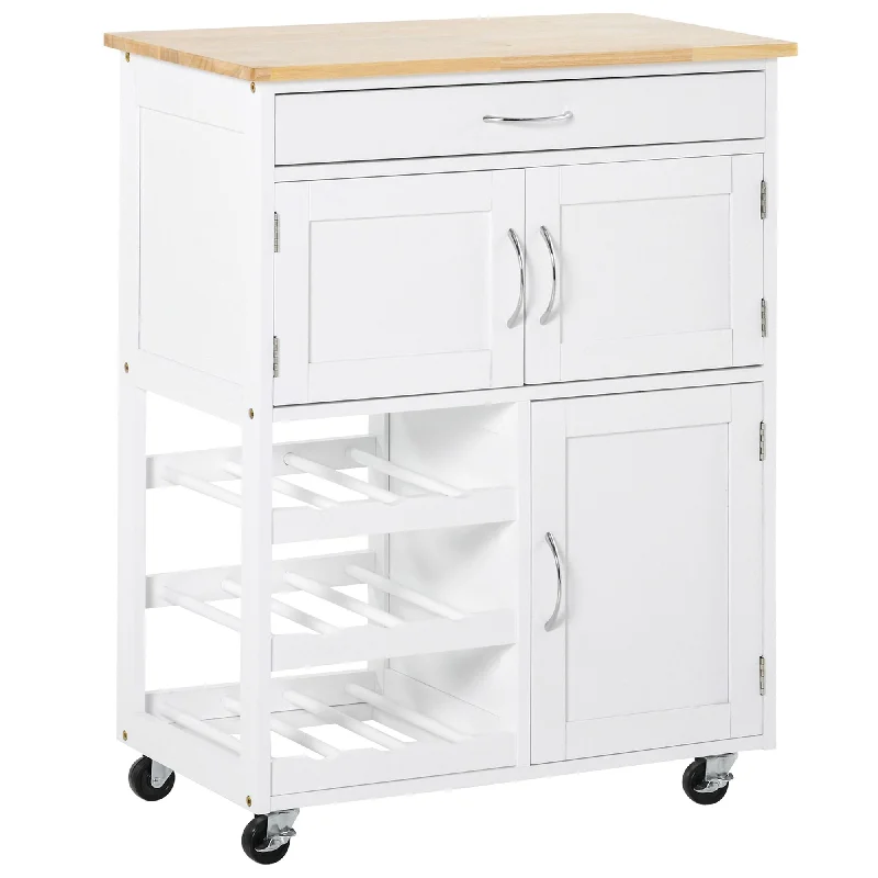 Streamdale Bar Cart Rolling Kitchen Island on Wheels with Wine Rack