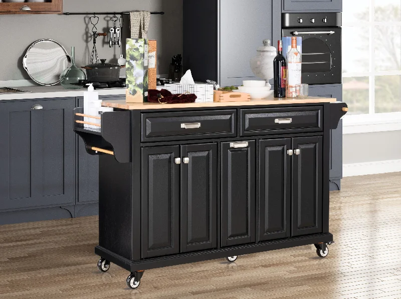 Streamdale Cambridge Natural Wood Top Kitchen Island with Storage