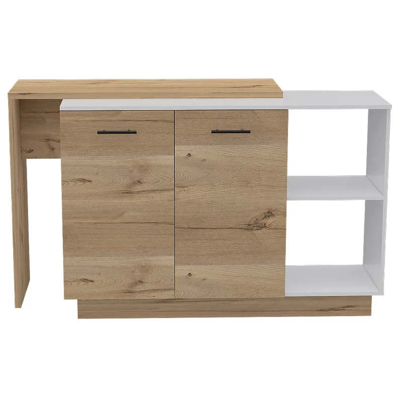 Streamdale Chesterfield 2-Shelf 1-Drawer 3-Division Kitchen Island White