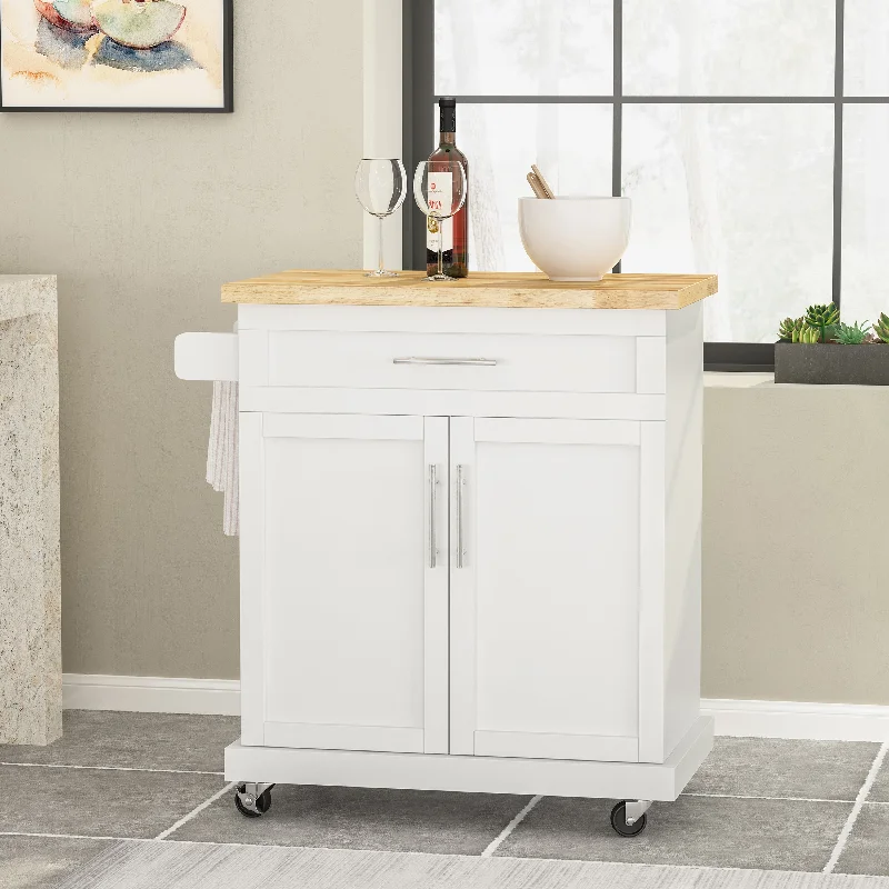 Streamdale Contemporary Kitchen Cart with Storage and Rolling Casters