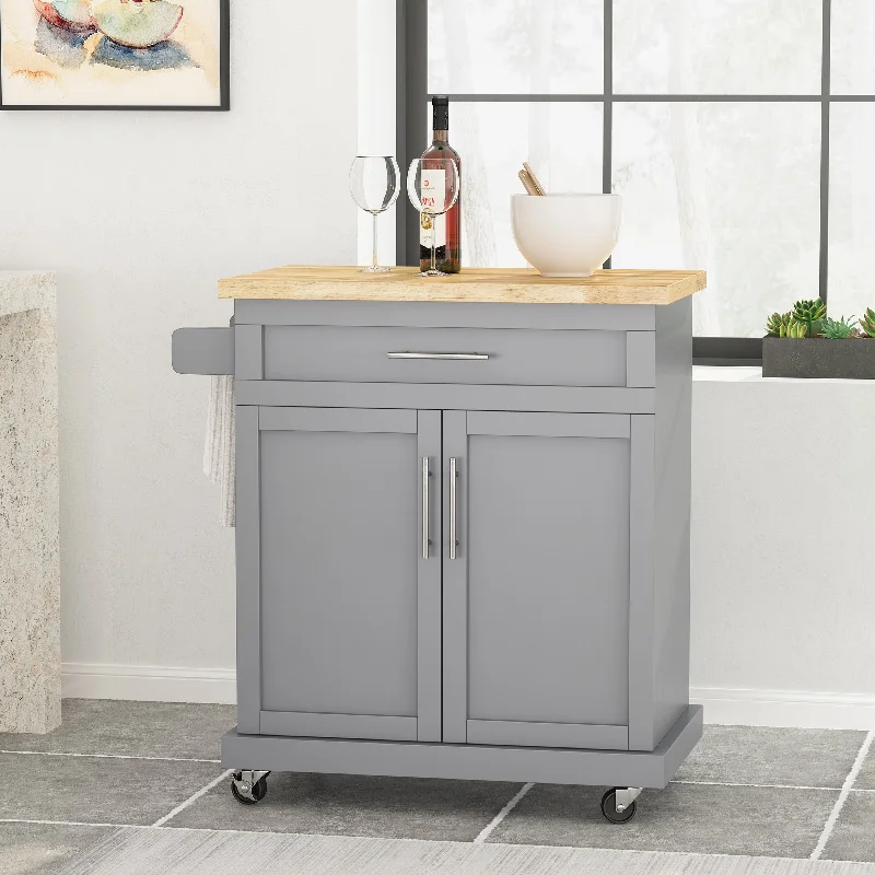 Streamdale Contemporary Kitchen Cart with Storage and Rolling Casters