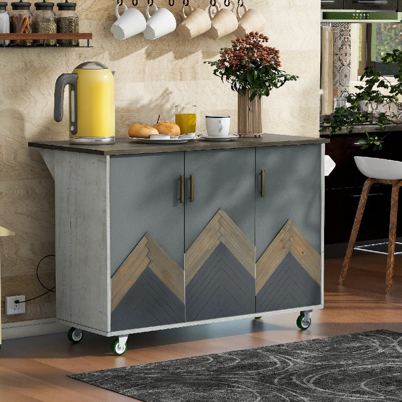 Streamdale Farmhouse Rolling Kitchen Island With Storage Rack