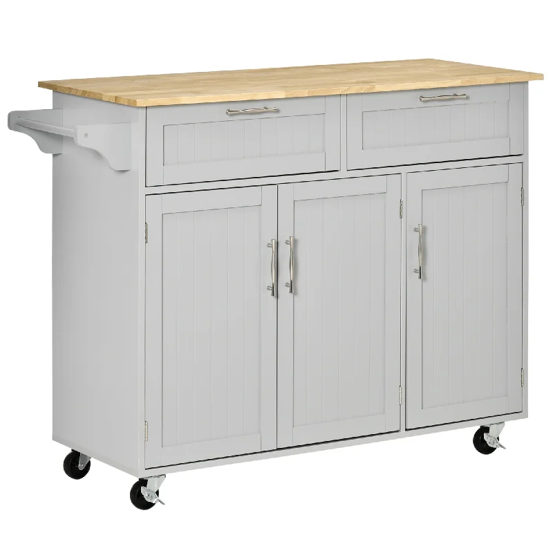 Streamdale Gray Mobile Kitchen Island with Storage and Towel Rack