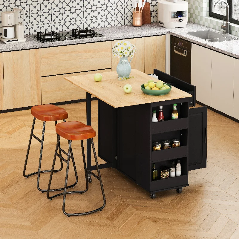 Streamdale Kitchen Island Set with 2 Stylish Bar Stools for Modern Kitchens