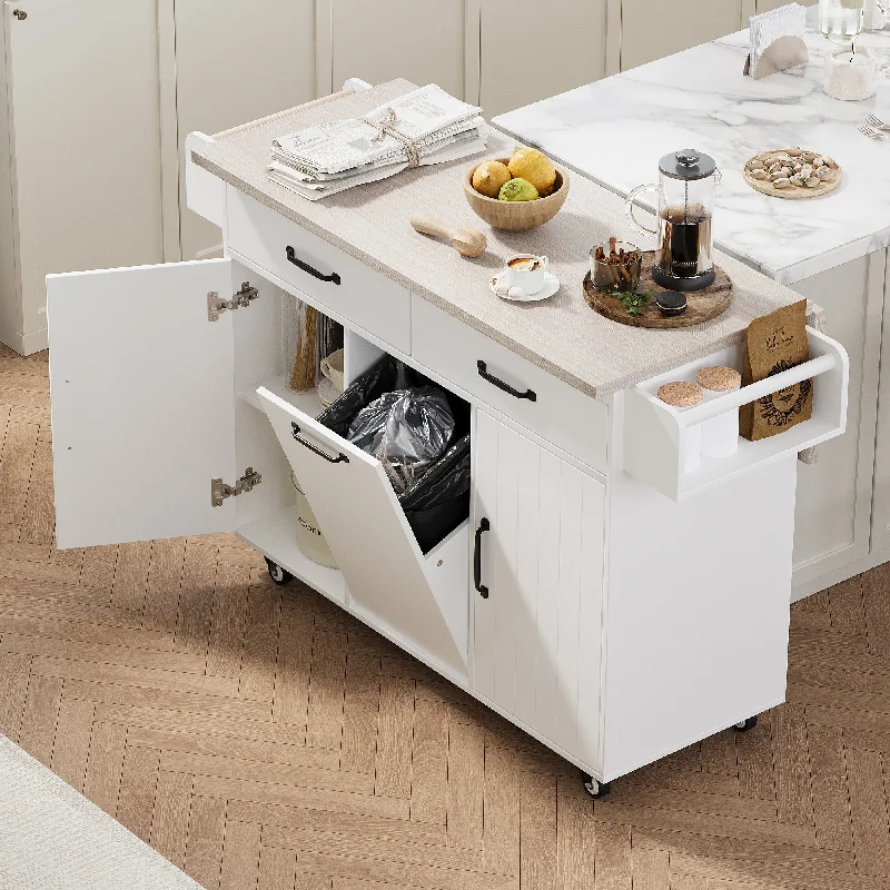 Streamdale Kitchen Island with Trash Can Storage Cabinet