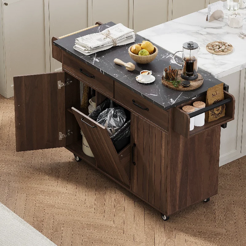 Streamdale Kitchen Island with Trash Can Storage Cabinet