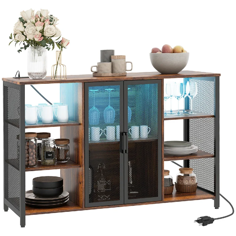 Streamdale LED Wine Cabinet with Charging Station Glass Holders