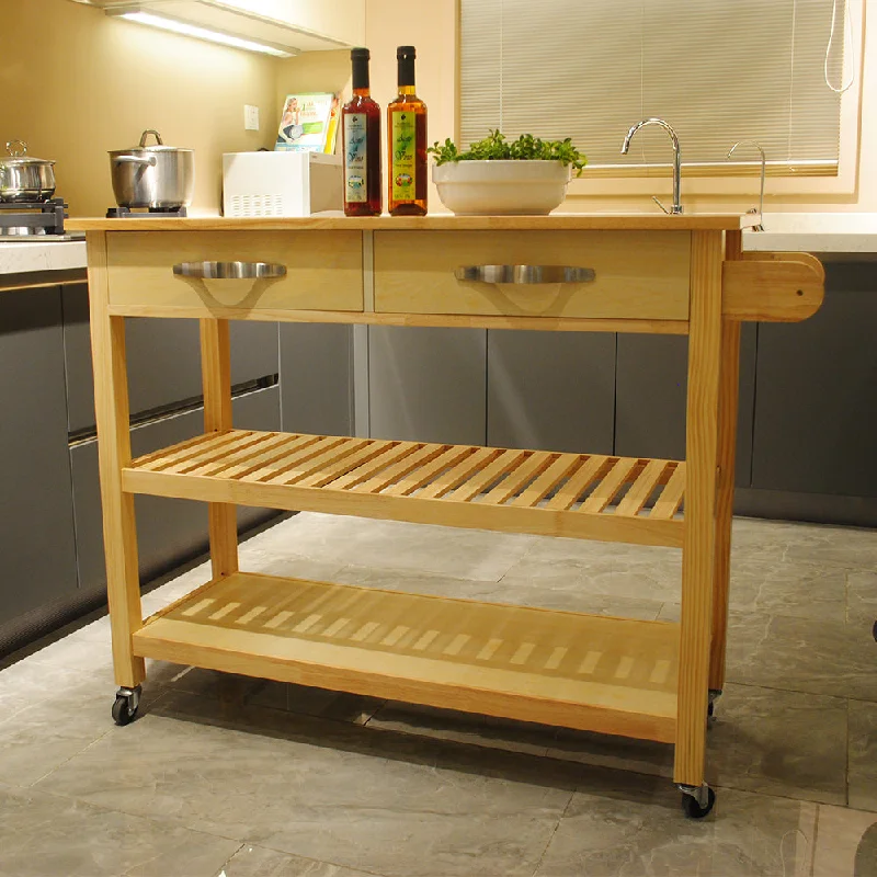 Streamdale Mobile Kitchen Island with Lockable Wheels & Wood Top