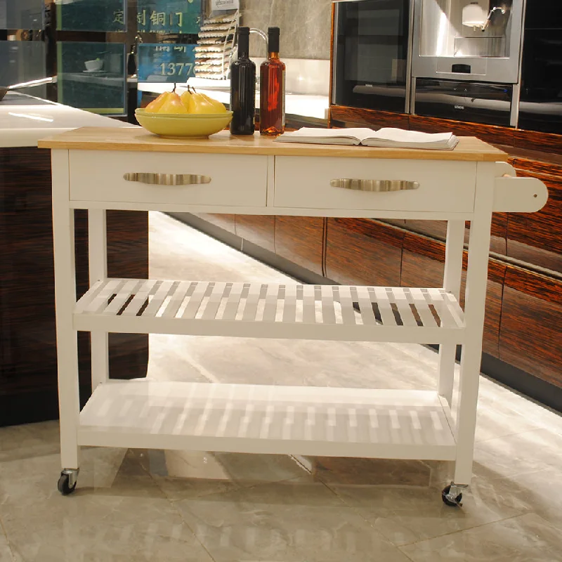 Streamdale Mobile Kitchen Island with Rubberwood Top