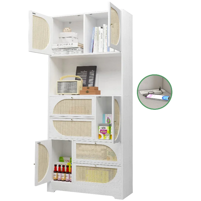 Streamdale Modern Freestanding Kitchen Pantry Cabinet with 4 Cabinet Doors