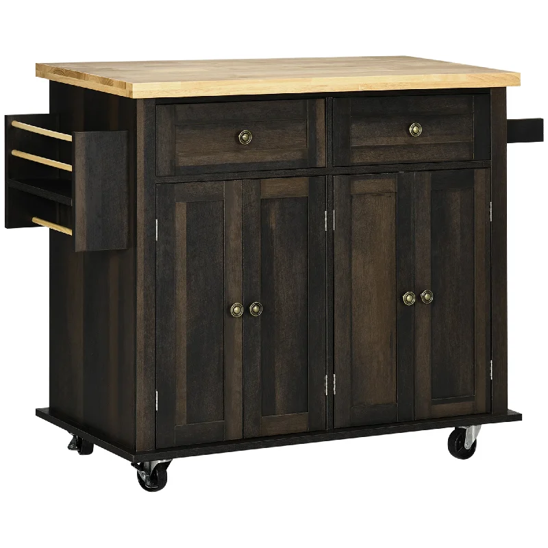 Streamdale Modern Rolling Kitchen Island Cart with Spice Rack