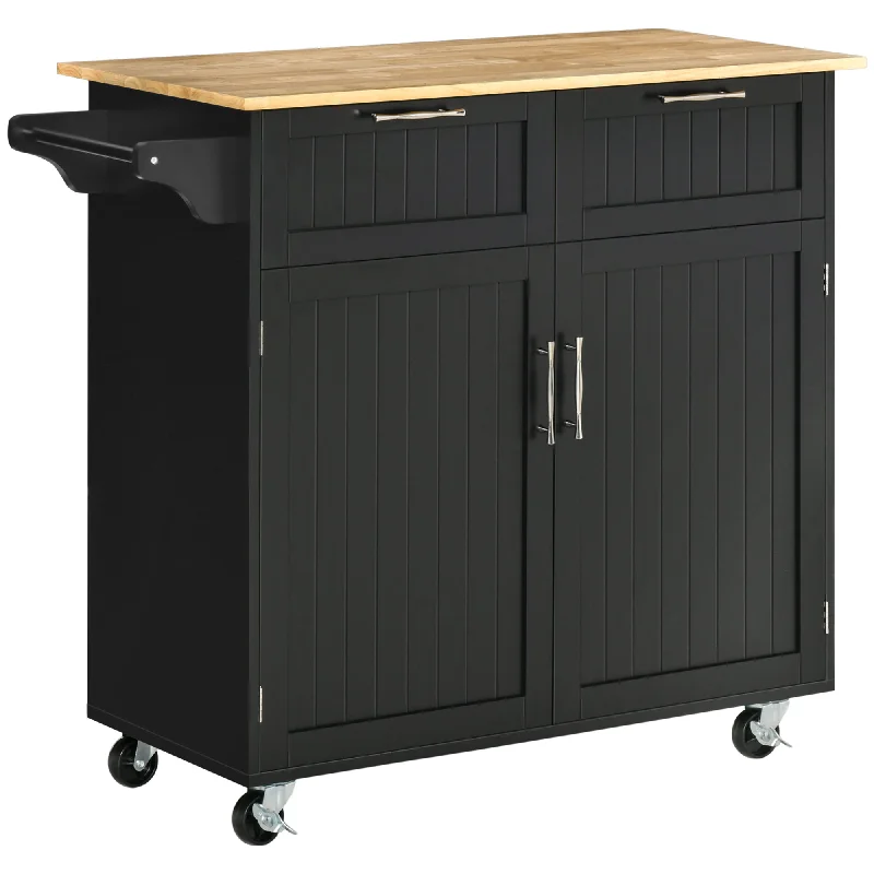 Streamdale Modern Rolling Kitchen Island With Rubberwood Top