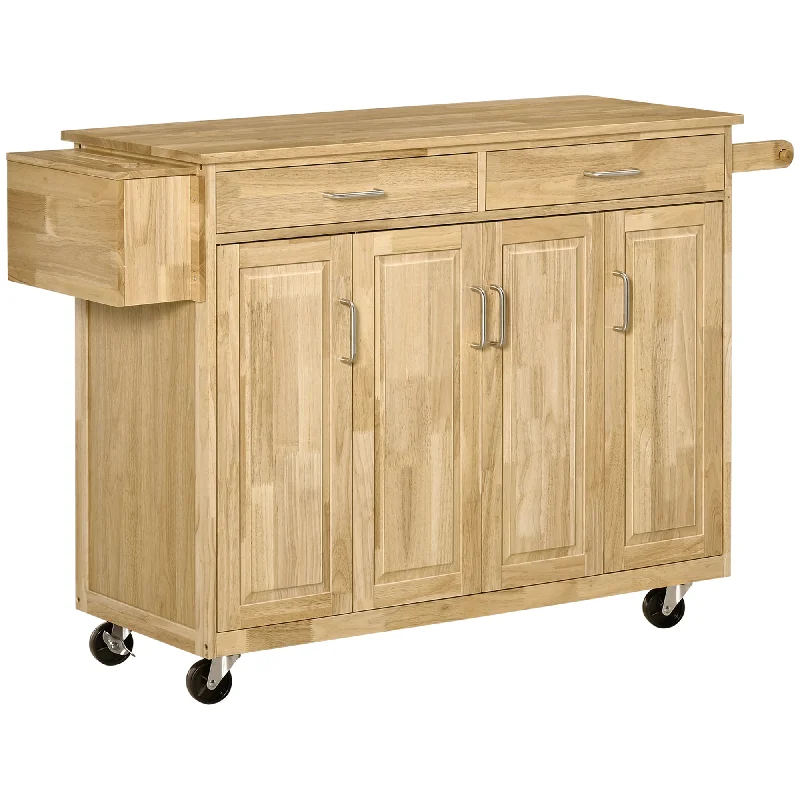 Streamdale Natural Hardwood Kitchen Island Cart with Drawers & Storage