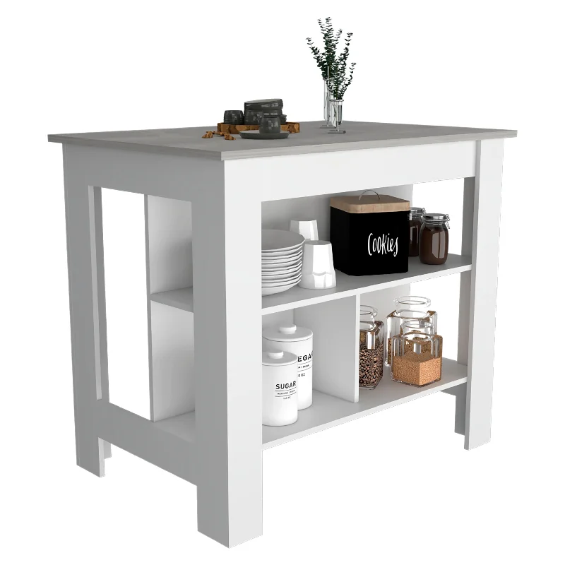 Streamdale Rockaway 3-Shelf Kitchen Island And Ibiza Marble