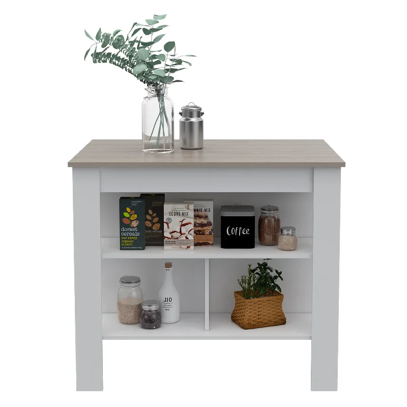 Streamdale Rockaway 3-Shelf Kitchen Island And Light