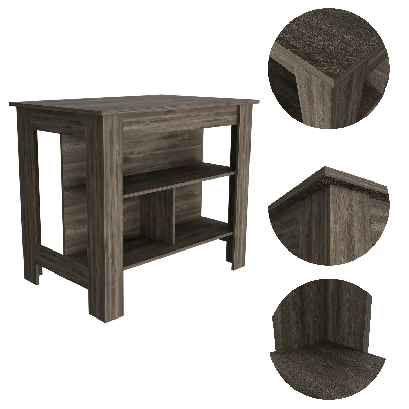 Streamdale Rockaway 3-Shelf Kitchen Island Dark Brown