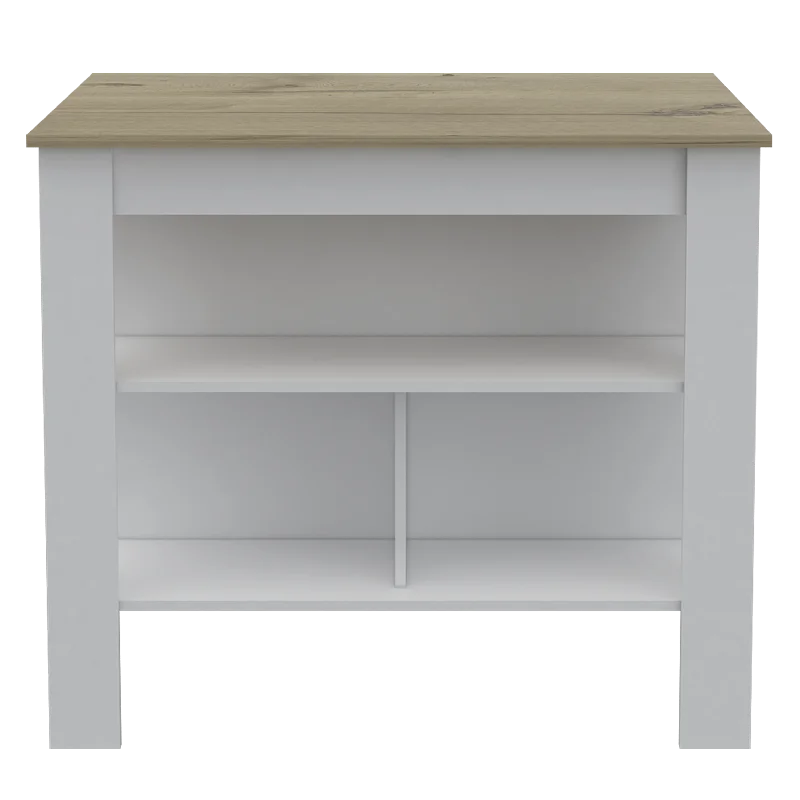 Streamdale Rockaway 3-Shelf Kitchen Island White And Light Oak