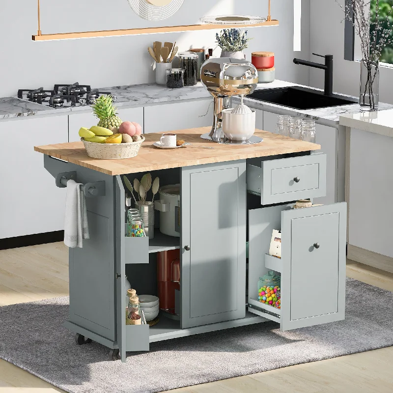 Streamdale Rolling Kitchen Cart with Drop Leaf & Storage