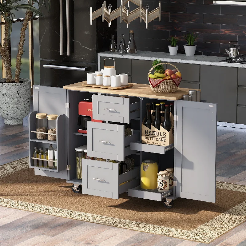 Streamdale Rolling Kitchen Island with Storage and Spice Rack