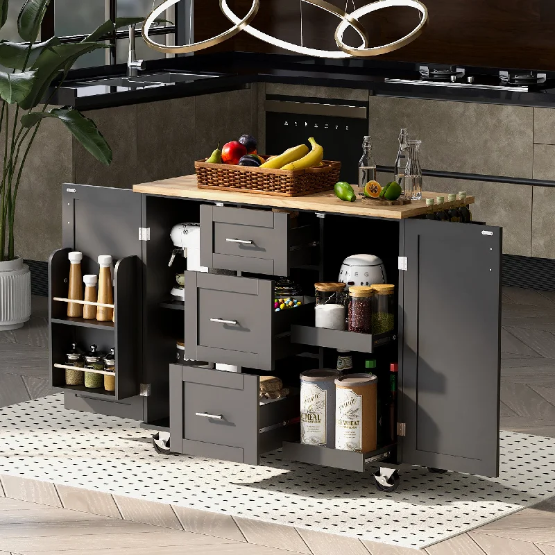 Streamdale Rolling Kitchen Island with Storage and Spice Rack