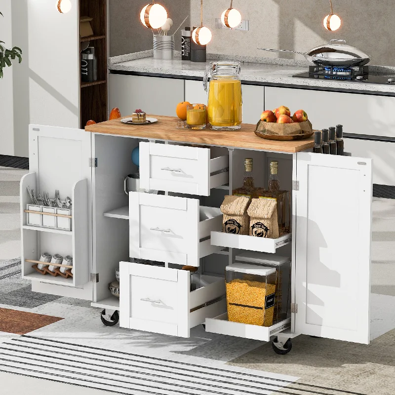 Streamdale Rolling Kitchen Island with Storage and Spice Rack