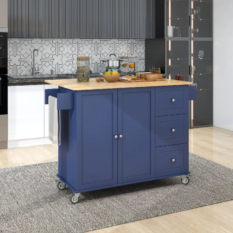 Streamdale Rolling Mobile Kitchen Island with Solid Wood Top & Locking Wheels