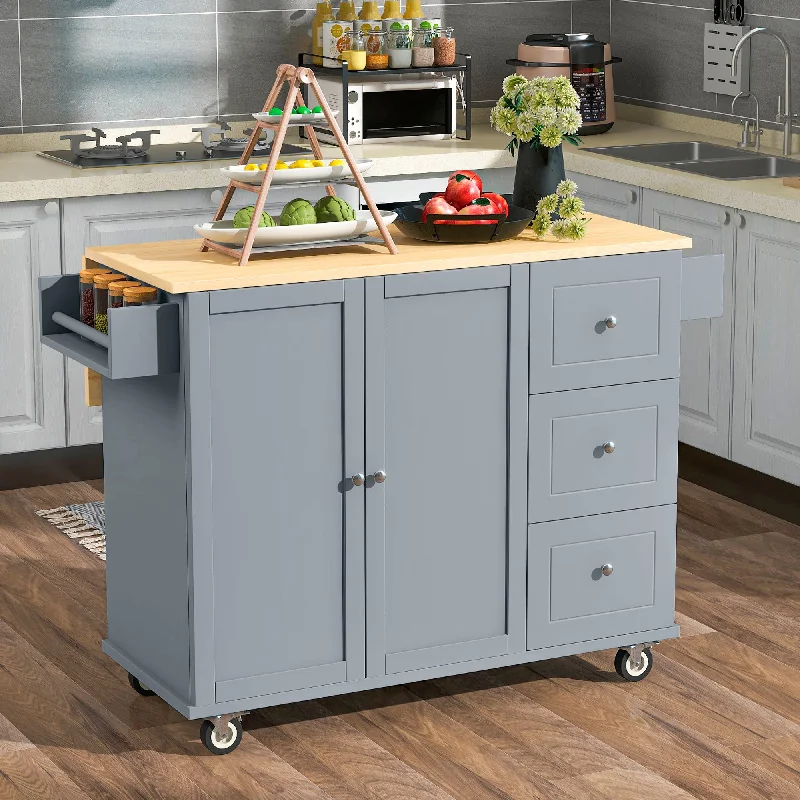 Streamdale Rolling Mobile Kitchen Island with Solid Wood Top & Locking Wheels