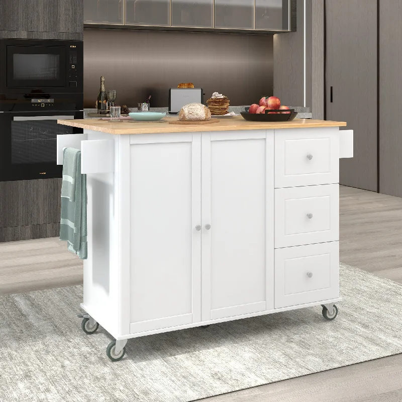 Streamdale Rolling Mobile Kitchen Island with Solid Wood Top & Locking Wheels