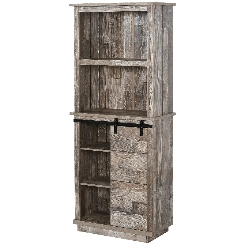 Streamdale Rustic Kitchen Buffet with Hutch and Sliding Barn Door