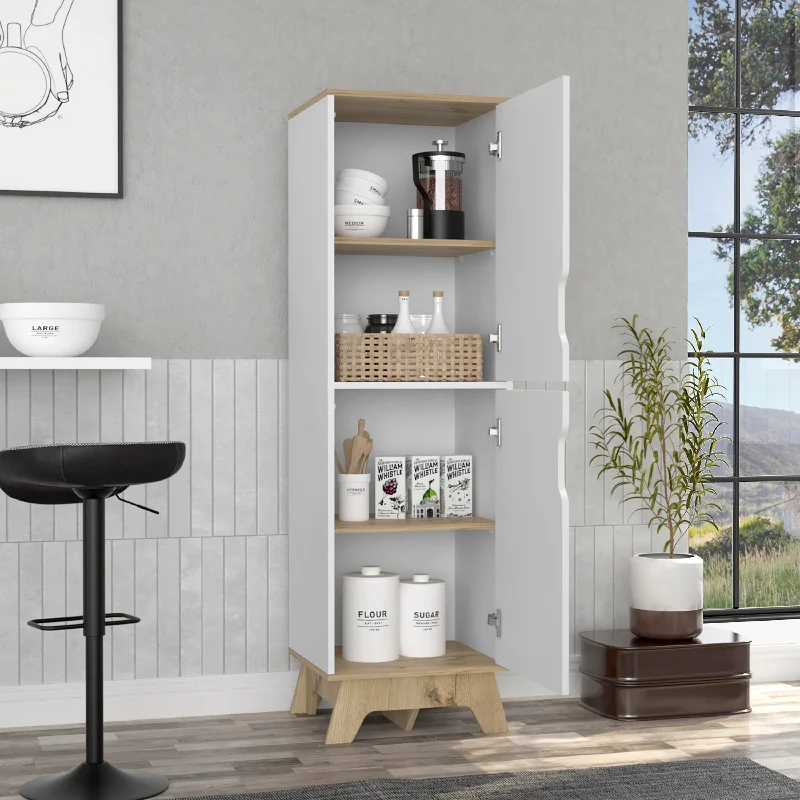 Streamdale Rutherford 2-Door Pantry Cabinet Light Oak And White