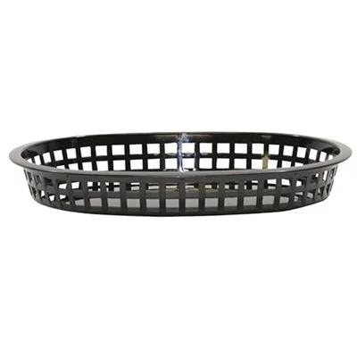 TableCraft Chicago Oval Platter Basket, Black, 10.5" x 7" x 1.5"