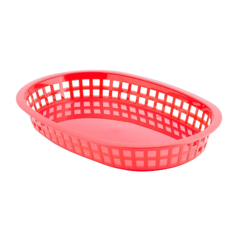 TableCraft Chicago Oval Platter Basket, Red, 10.5" x 7" x 1.5"