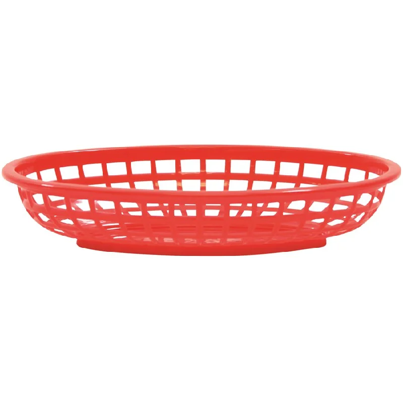 TableCraft Classic Oval Basket, Red, 9.4" x 6" x 2"