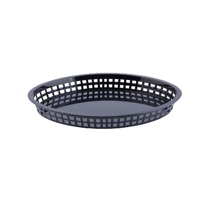 TableCraft Texas Oval Platter Basket, Black, 12.8" x 9.5" x 1.5"