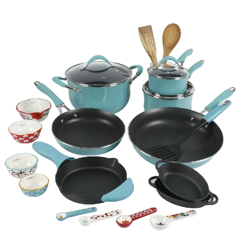 The Pioneer Woman Frontier Speckle 24-Piece Aluminum Cookware Combo Set