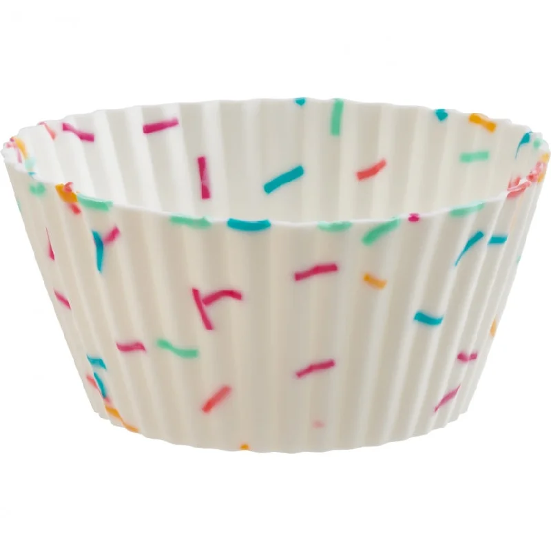 Trudeau Silicone Standard Muffin Baking Cup, White Confetti, Set of 12