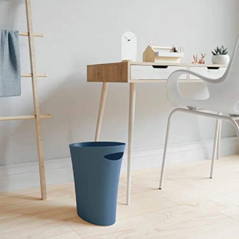 Umbra Skinny Modern Waste Bin For Kitchens, Offices And Bathrooms, Denim