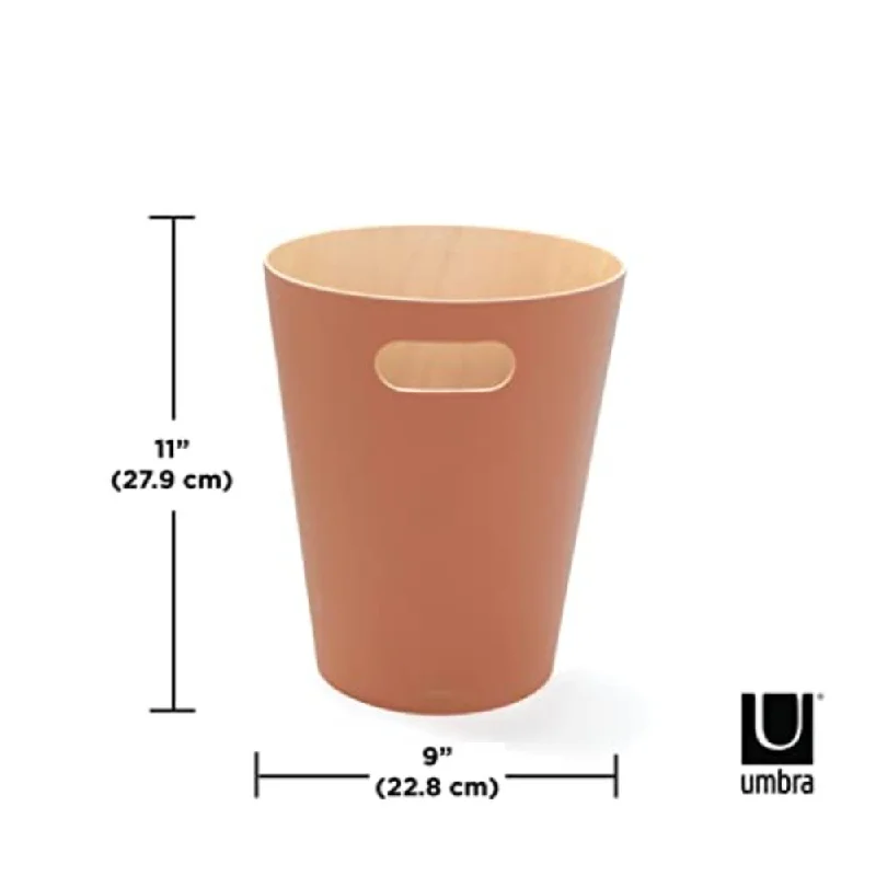 Umbra Woodrow 2 Gallon Modern Wooden Trash Can Wastebasket Or Recycling Bin