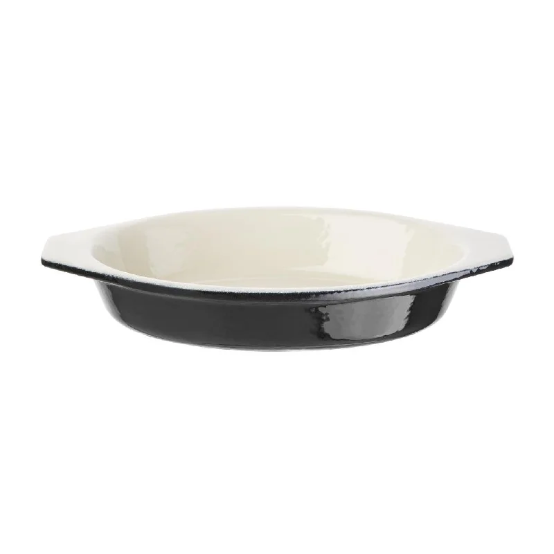 Vogue Black Oval Cast Iron Gratin Dish 650ml