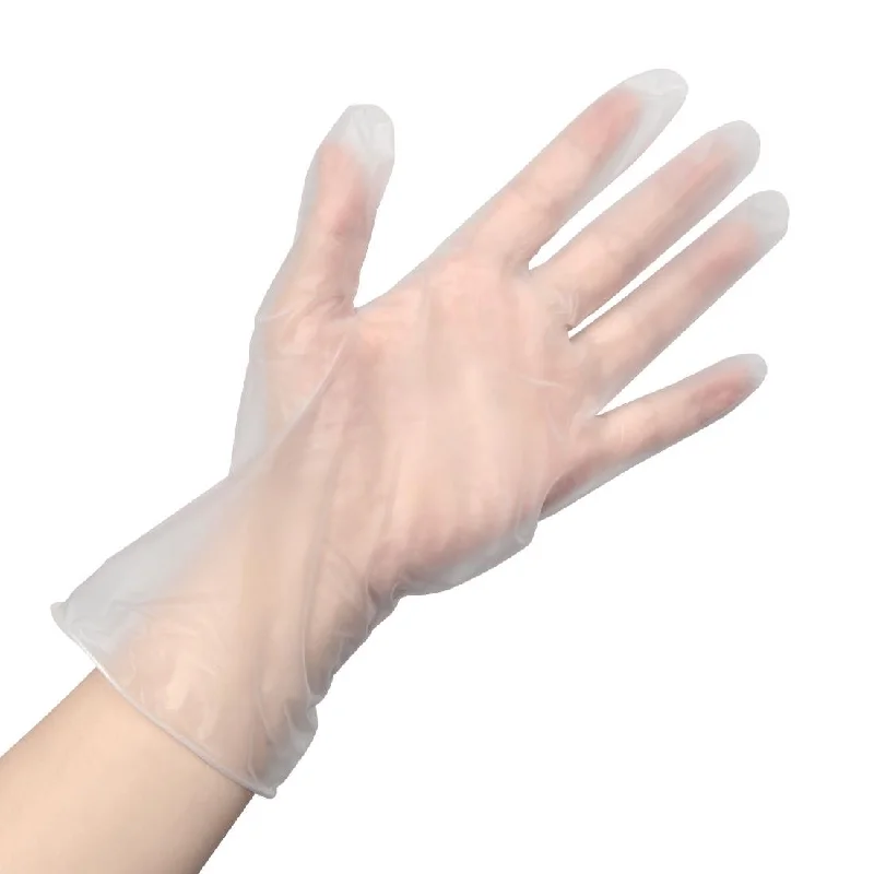 Vogue Powder Free Clear Vinyl Food Prep Gloves L (Pack of 100)