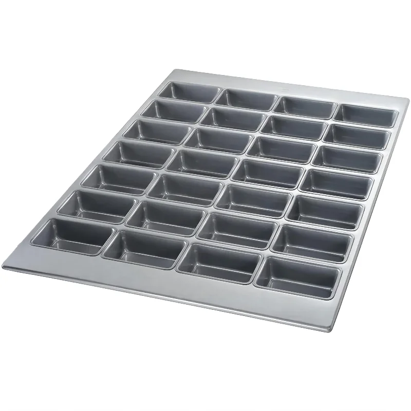 28 Compartment Glaze Aluminized Steel Mini-Loaf Pan,3 7/8x2 1/2x1 5/16"