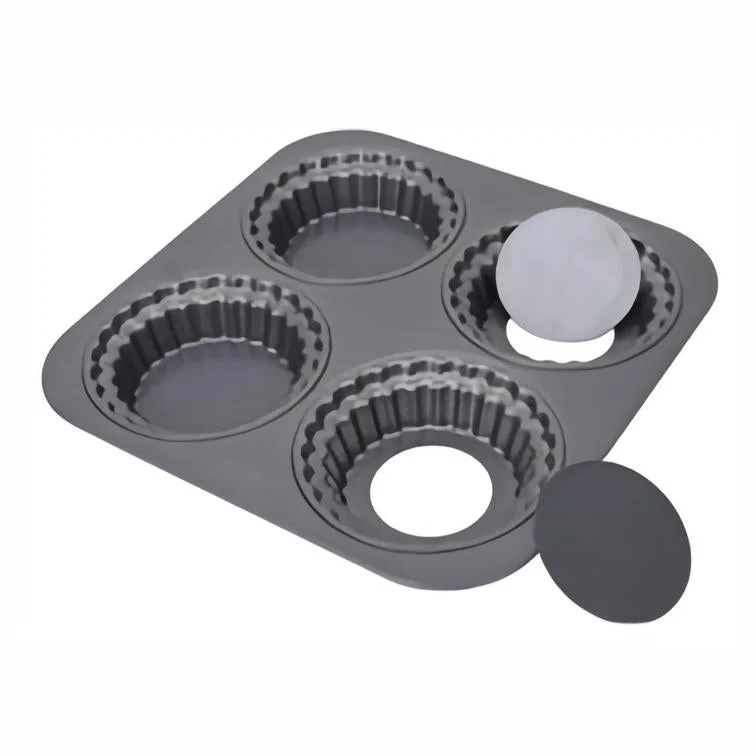 4 Compartment Fluted Non-Stick Tartlet/Quiche Pan,3 1/2" x 1" Cavities