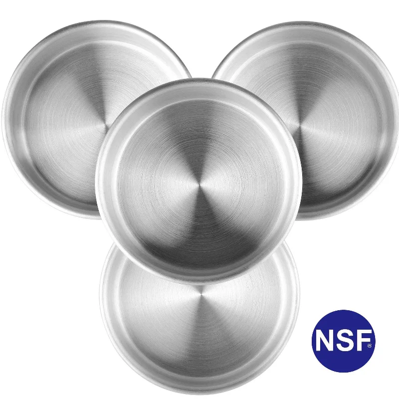 Professional Commercial Grade Natural Aluminum Round Cake Pan (6"x2") 4 Pack