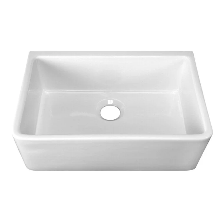 Kitchen Sink 18L x 29-3/4W Inch Single Bowl Delia Farmer White Round Edge Rectangle