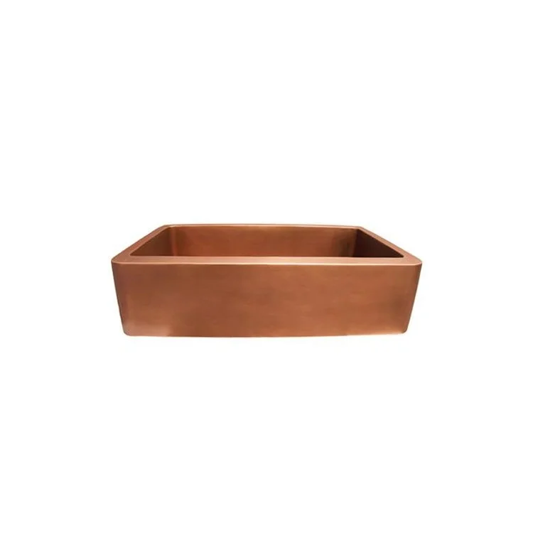 Kitchen Sink 33L x 21-1/2W Inch Single Bowl Austin Smooth Farmer Smooth Antique Copper Round Edge Rectangle