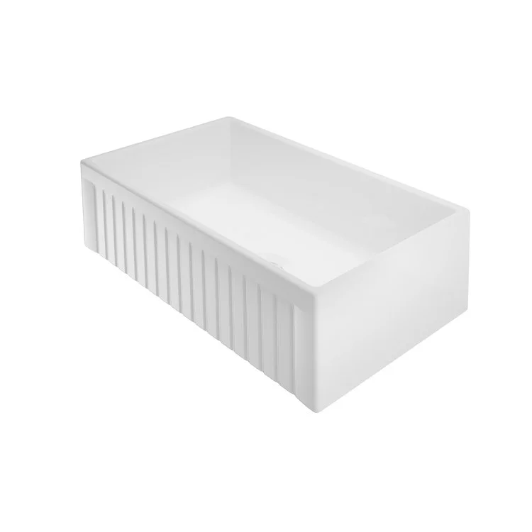 Kitchen Sink 30-1/4L x 18W Inch Single Bowl Carthage Fluted White Rectangle