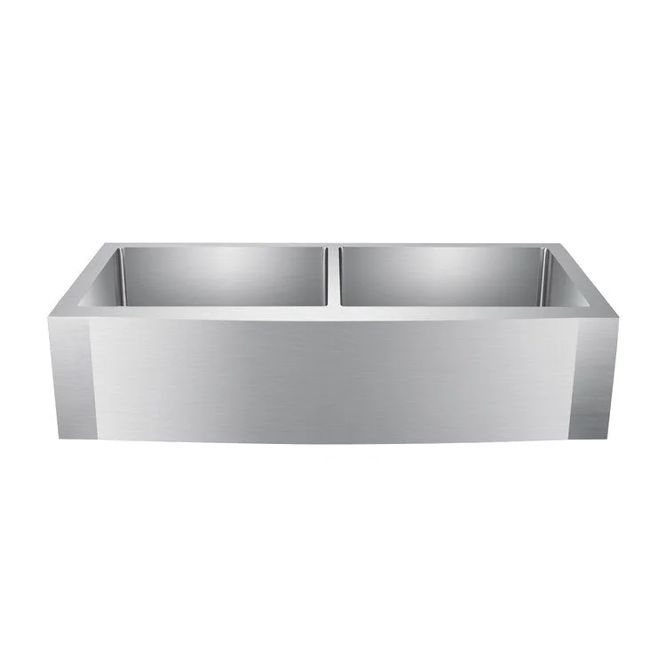 Kitchen Sink 42L x 20-3/4W Inch Double Bowl Dominic Beveled Farmer Stainless Steel Rectangle